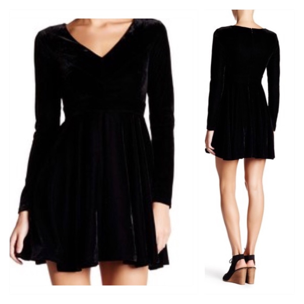 Honey Punch Fit and Flare Velvet Dress